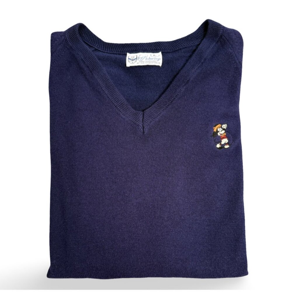 VTG Pickering‎ Disney Sweater Mens L Navy Mickey Mouse Embroidered Golf Knit USA